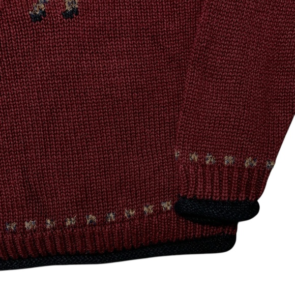 Vintage Y2K Moose Nature knit Mockneck Sweater Size XL Earth Tones Gorpcore - Picture 4 of 9